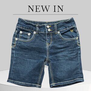 JUSTICE PREMIUM GIRLS Size 10R Short Bermuda Dark Blue JEAN SHORTS
